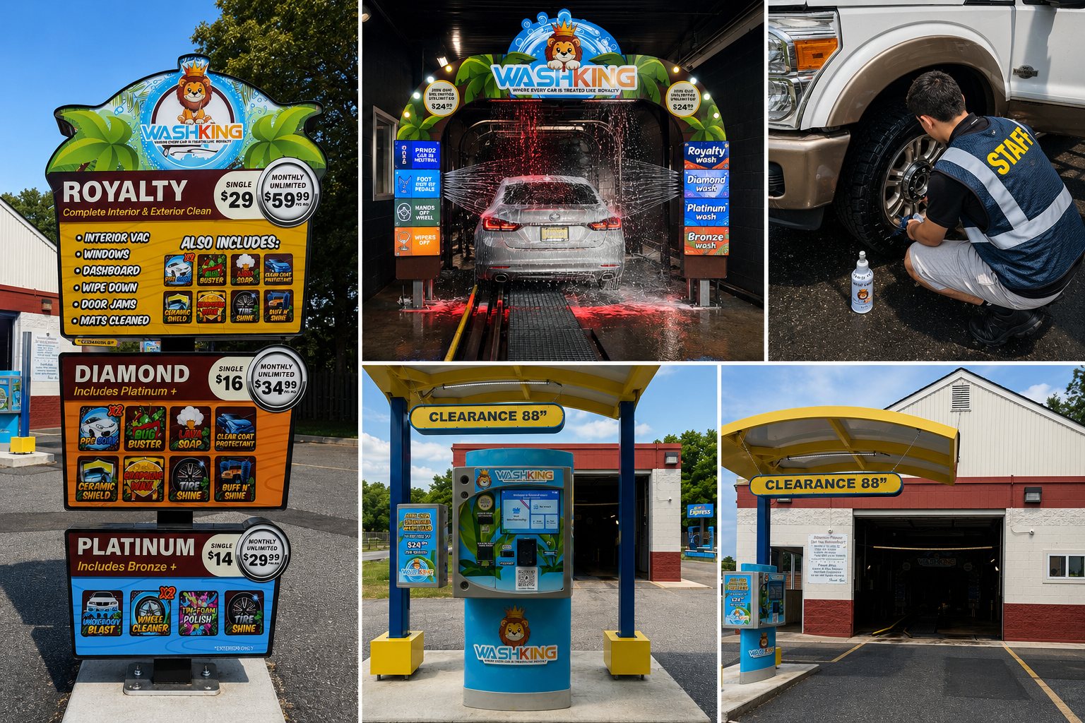 Wash King Vineland Main Road pricing, wash tunnel, payment station, entrance, and team service